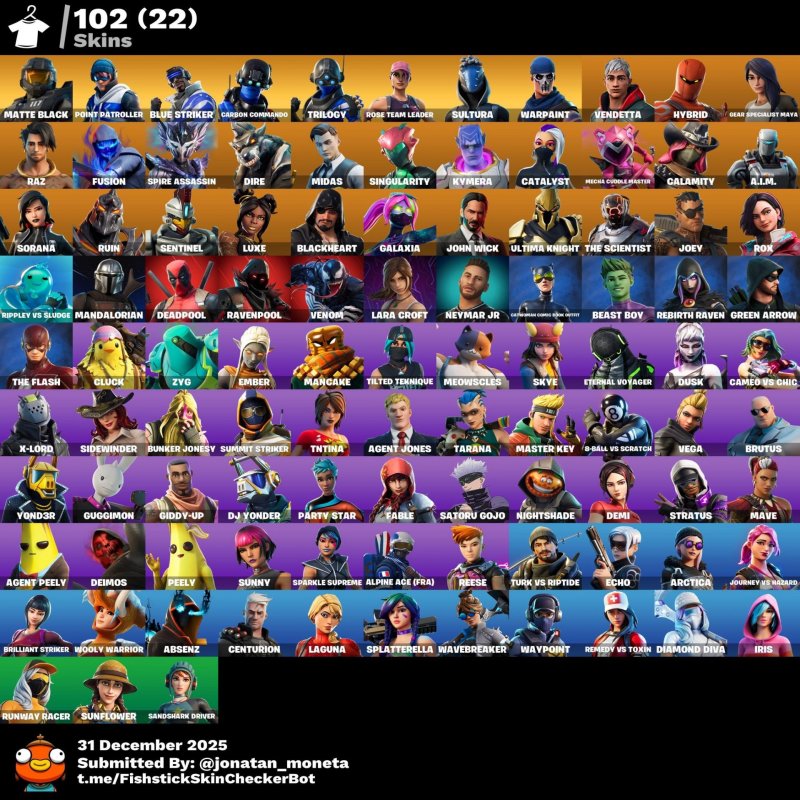 🎨 102 скинов | 🌟 Fortnite аккаунт