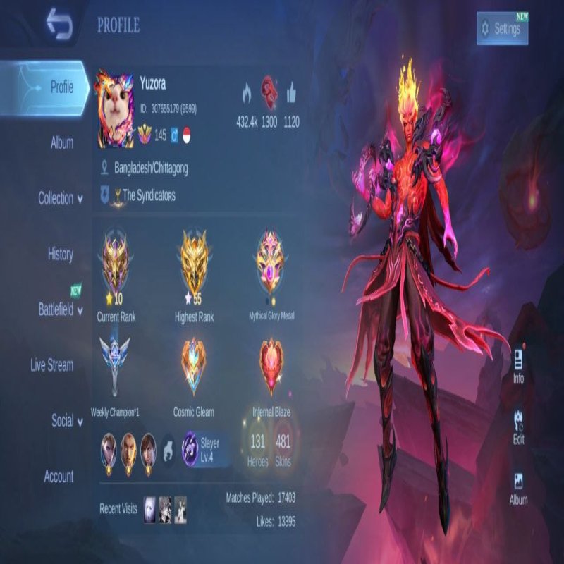 🎮 Mobile Legends акаунт | Міфічний | 131 героїв | 481 облич