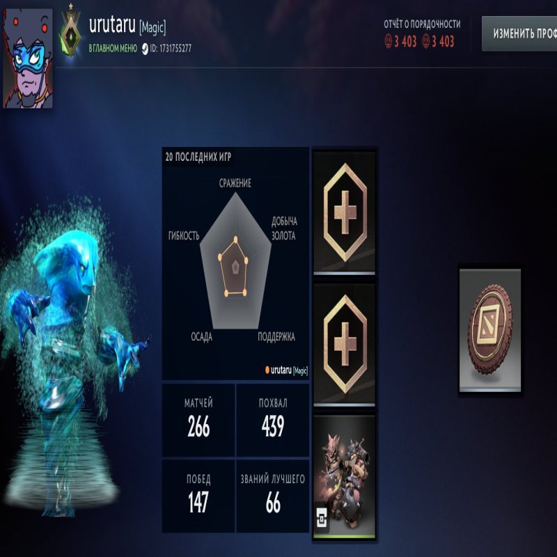 🏅 MMR 1 | 🕒 367 годин | 🛡 3403