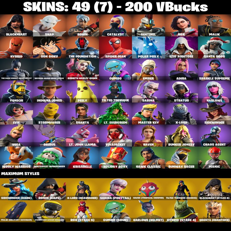 🎨 49 скінів | 🌟 Fortnite акаунт
