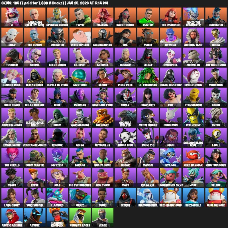 🎨 105 skins | 🌟 Fortnite account