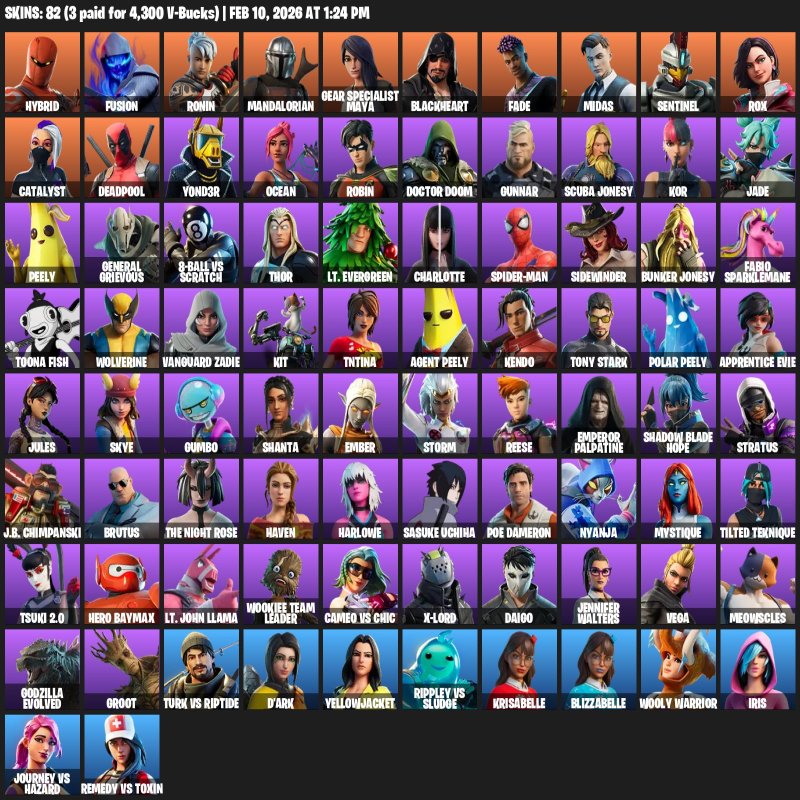 🎨 82 skins | 🌟 Fortnite account