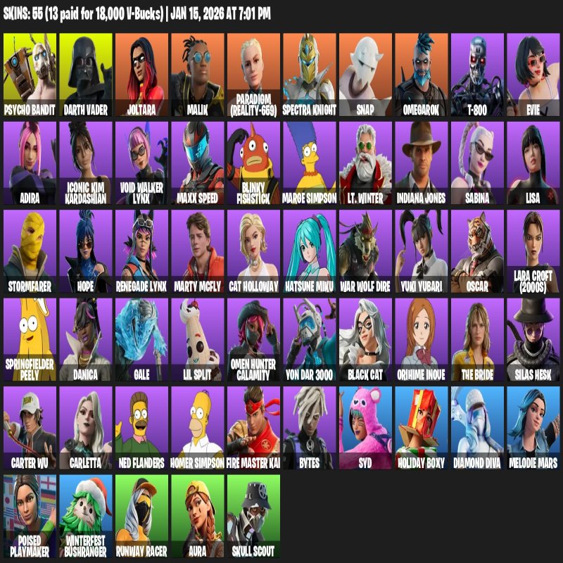 🎨 55 скінів | 🌟 Fortnite акаунт