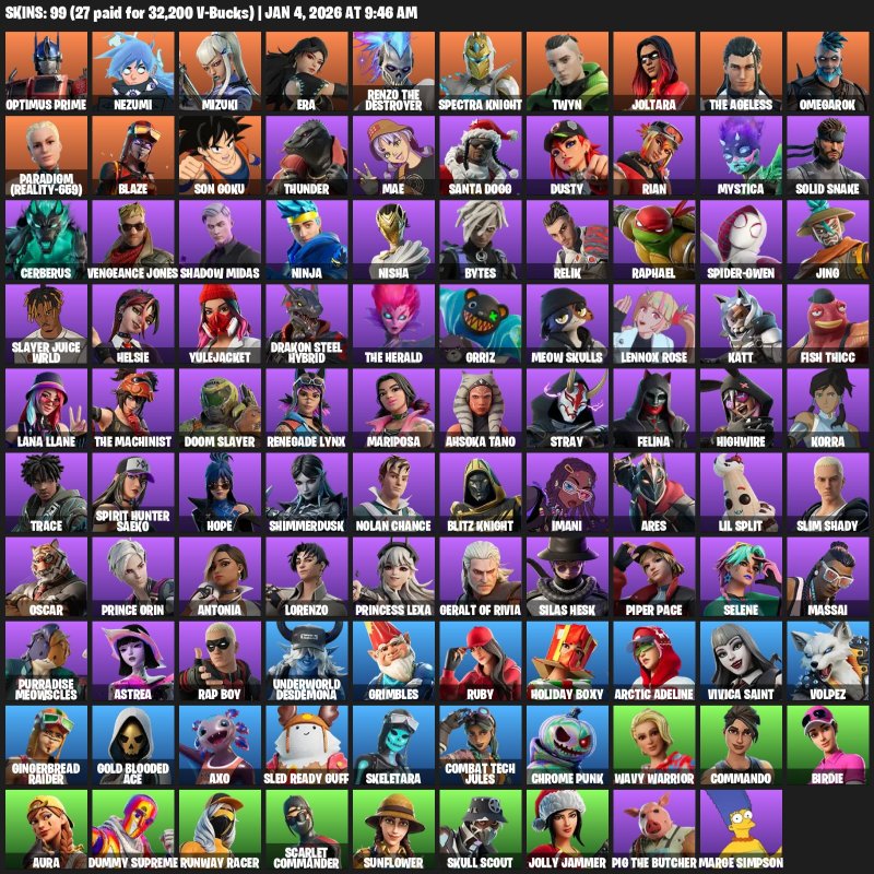 🎨 99 скінів | 🌟 Fortnite акаунт