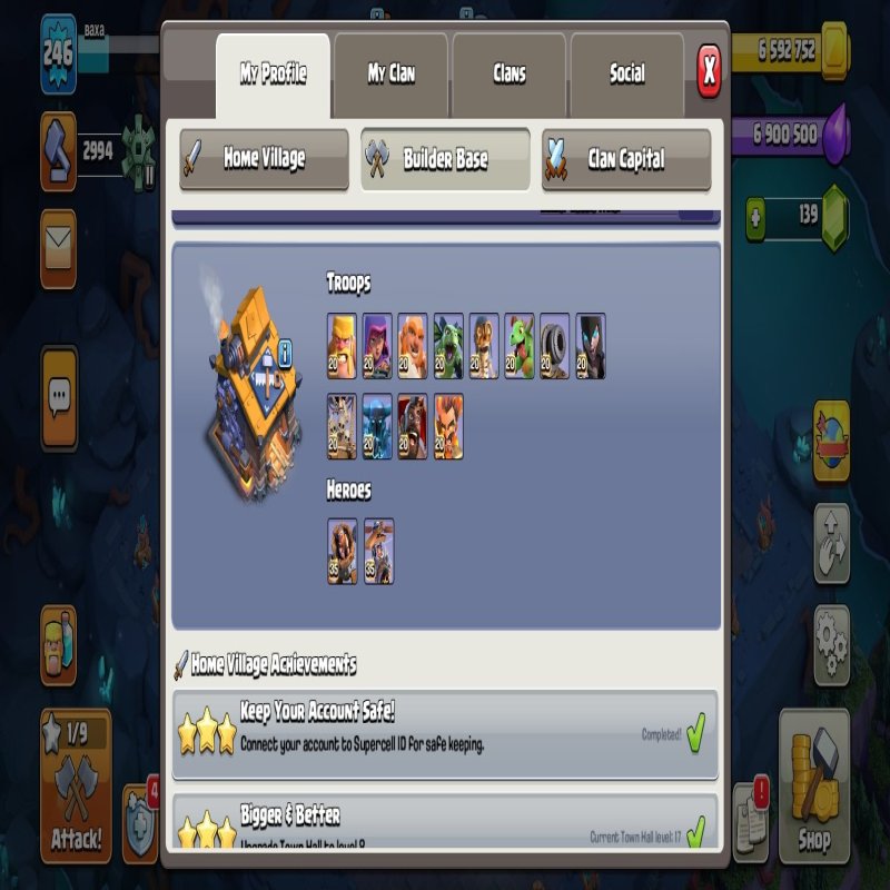 🏰 Clash of Clans акаунт | Ратуша 17 рівня | Рівень 80%