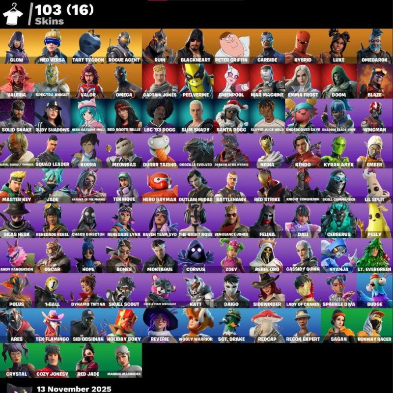 🎨 103 скінів | 🌟 Fortnite акаунт