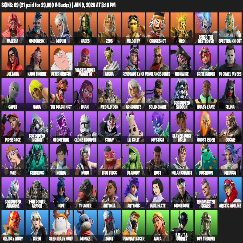 🎨 69 skins | 🌟 Fortnite account