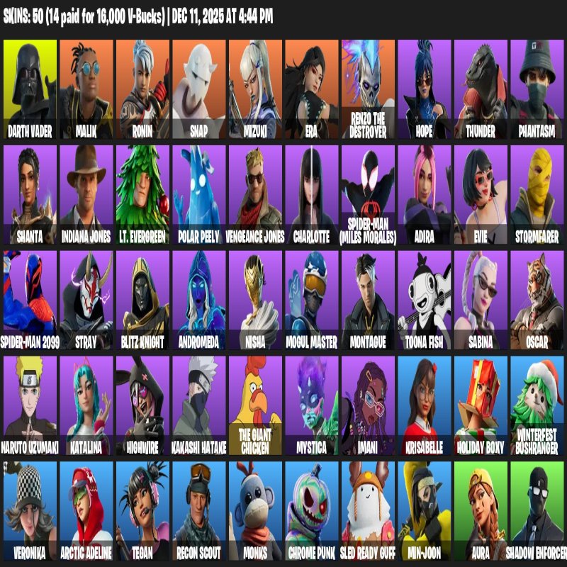 🎨 50 skins | 🌟 Fortnite account