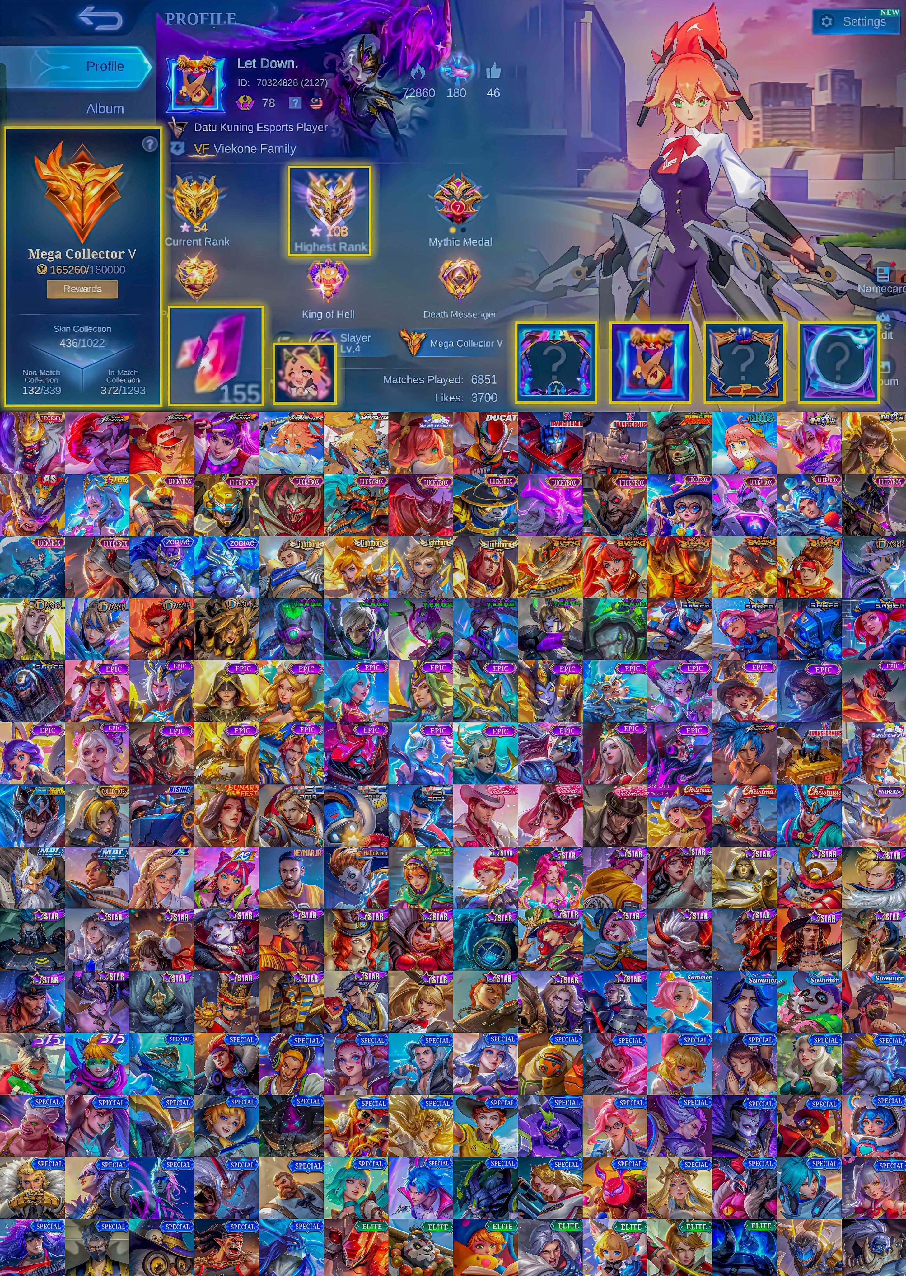 🎮 Mobile Legends account | Mythical Immortal | 130 heroes | 436 skins