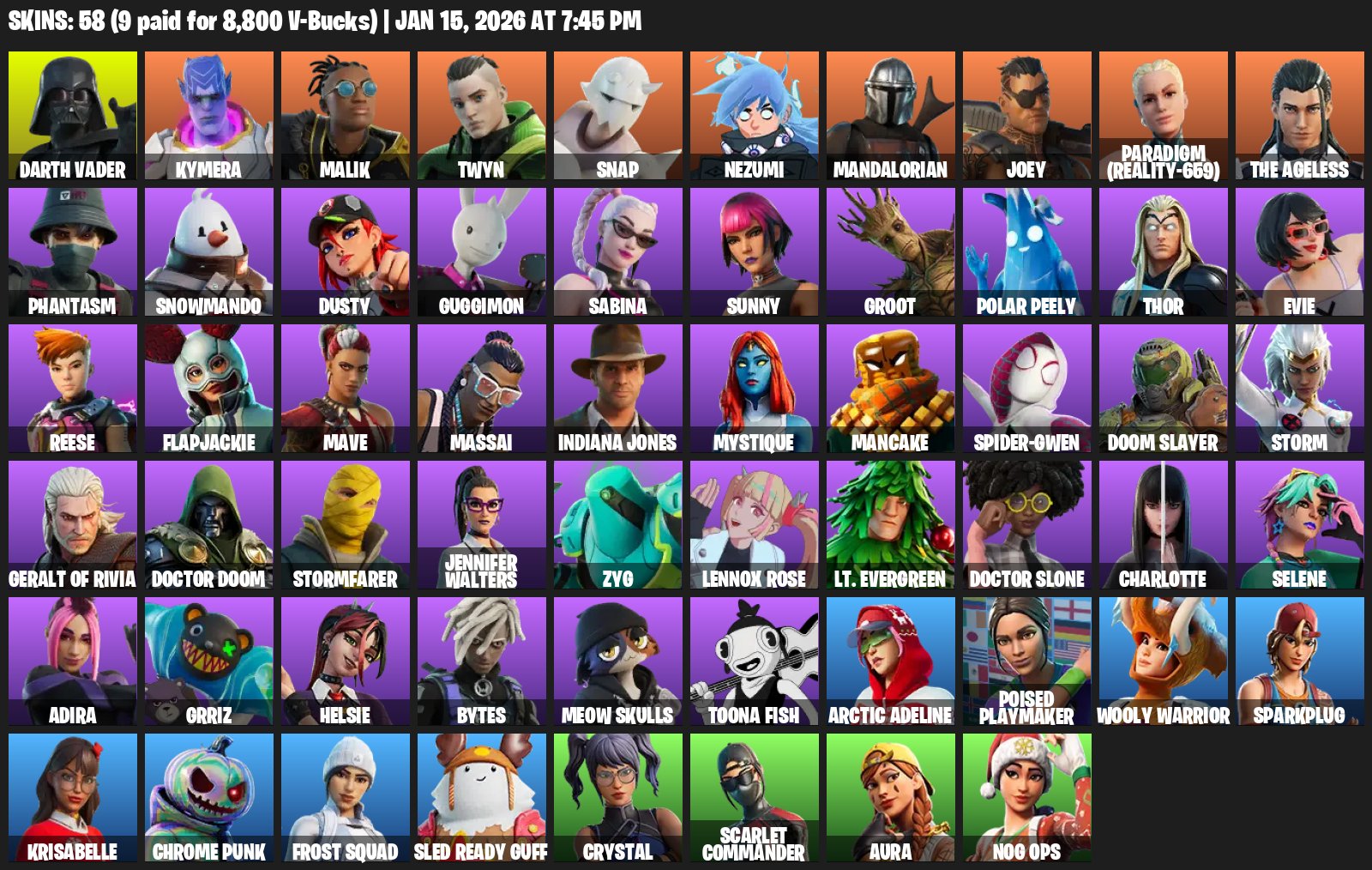 🎨 58 скінів | 🌟 Fortnite акаунт