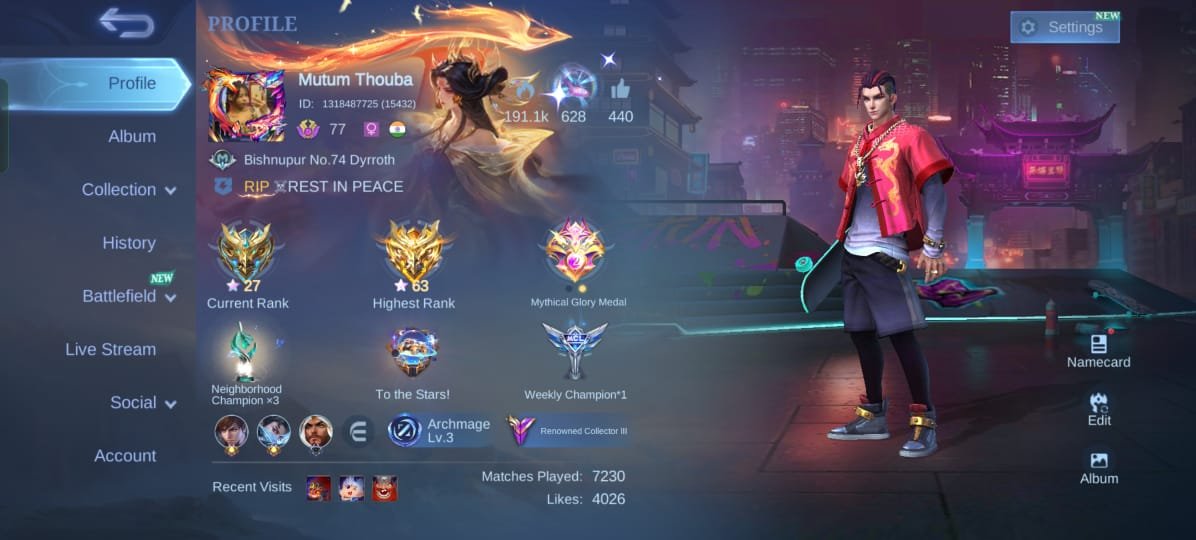 🎮 Mobile Legends account | Mythic | 114 heroes | 249 skins