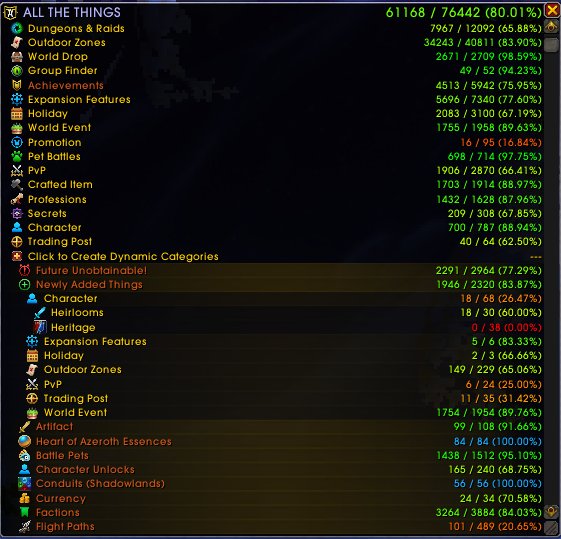 📜 Personal PvE/PvP account with level 70 and over 41k achievements.