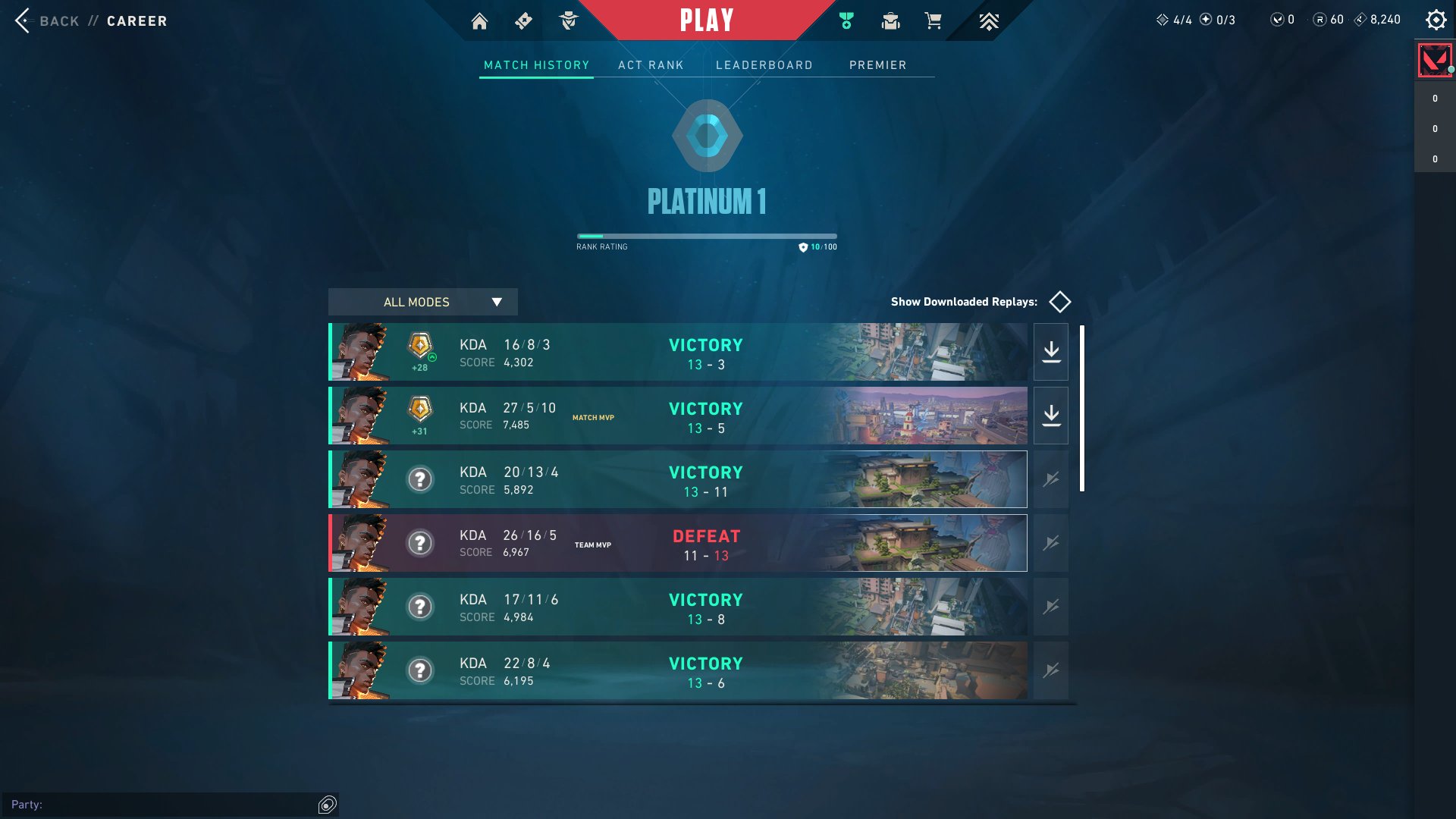 🎯 Valorant account | Platinum 1 | TR | 6 agents