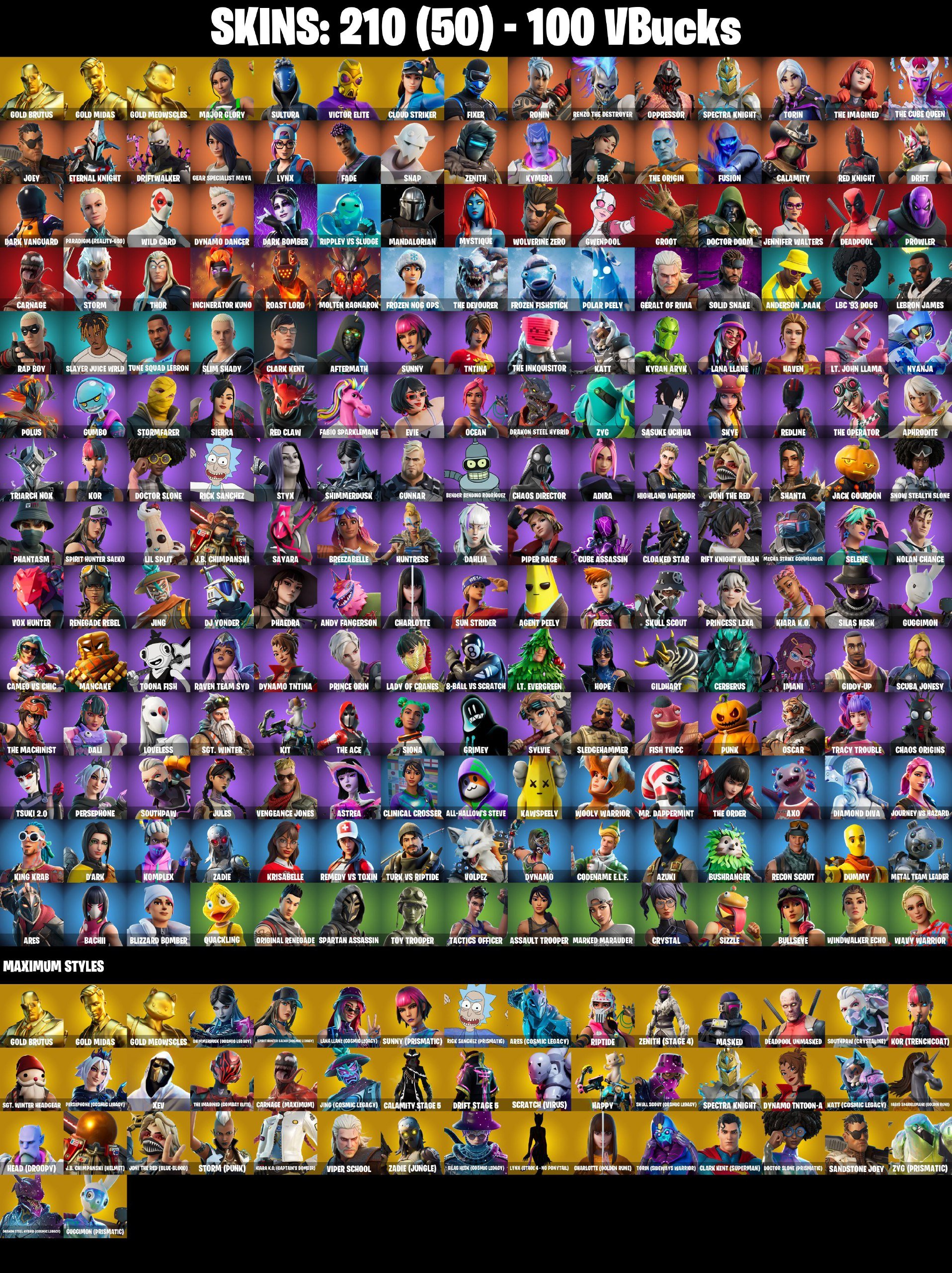 🎨 210 skins | 🌟 Fortnite account