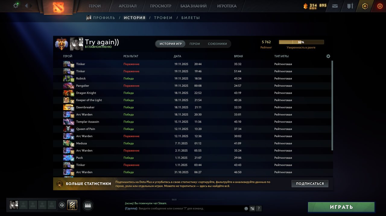 🏅 MMR 5762 | 🕒 1015 годин | 🛡 12000