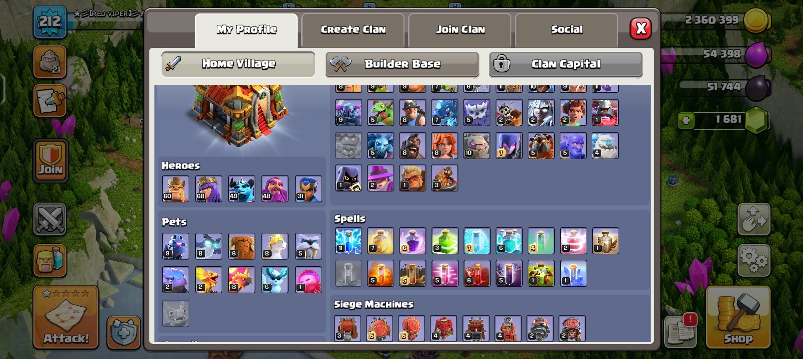 🏰 Clash of Clans акаунт | Ратуша 16 рівня | Рівень 215