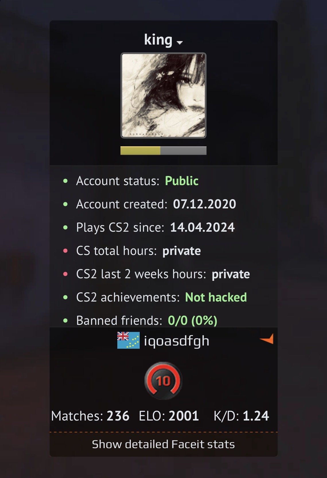 🏆 FACEIT LVL 10 | 🎯 2000 ELO | 🕒 236 matches — Ready for Ranked Games!