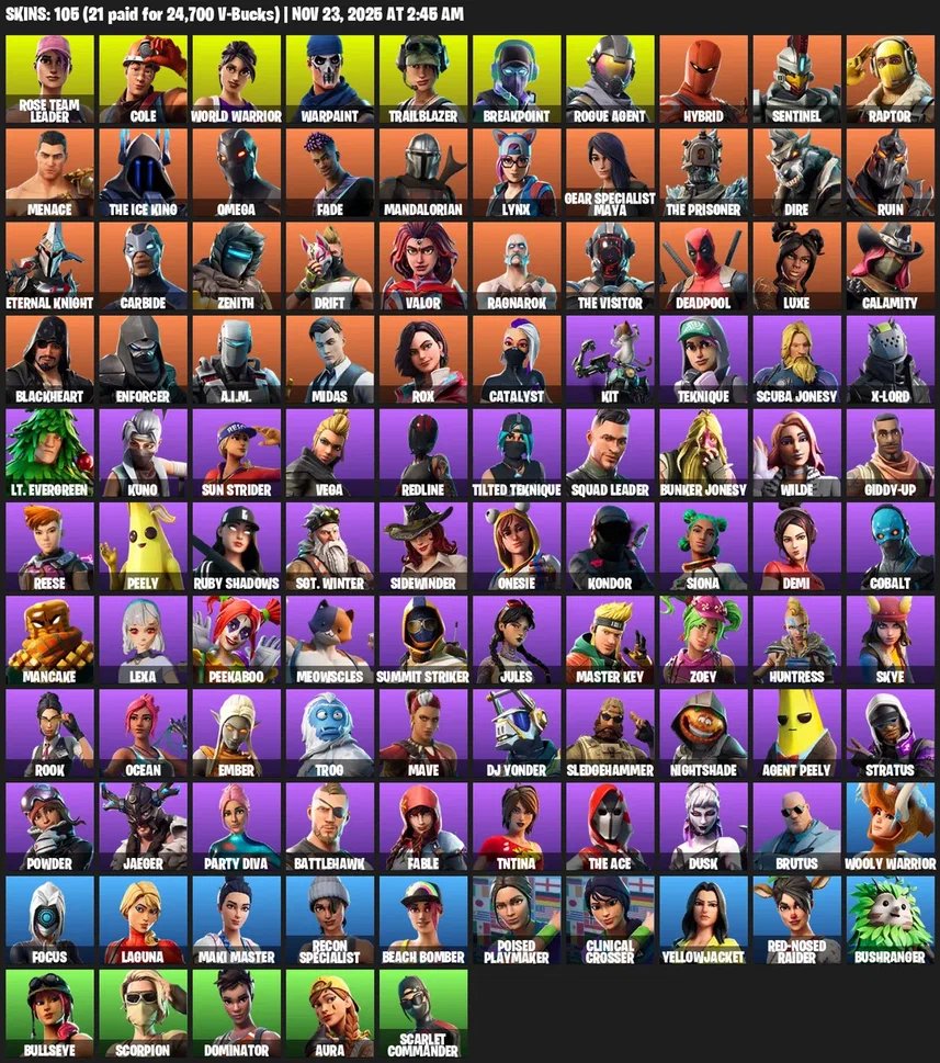 🎨 105 skins | 🌟 Fortnite account