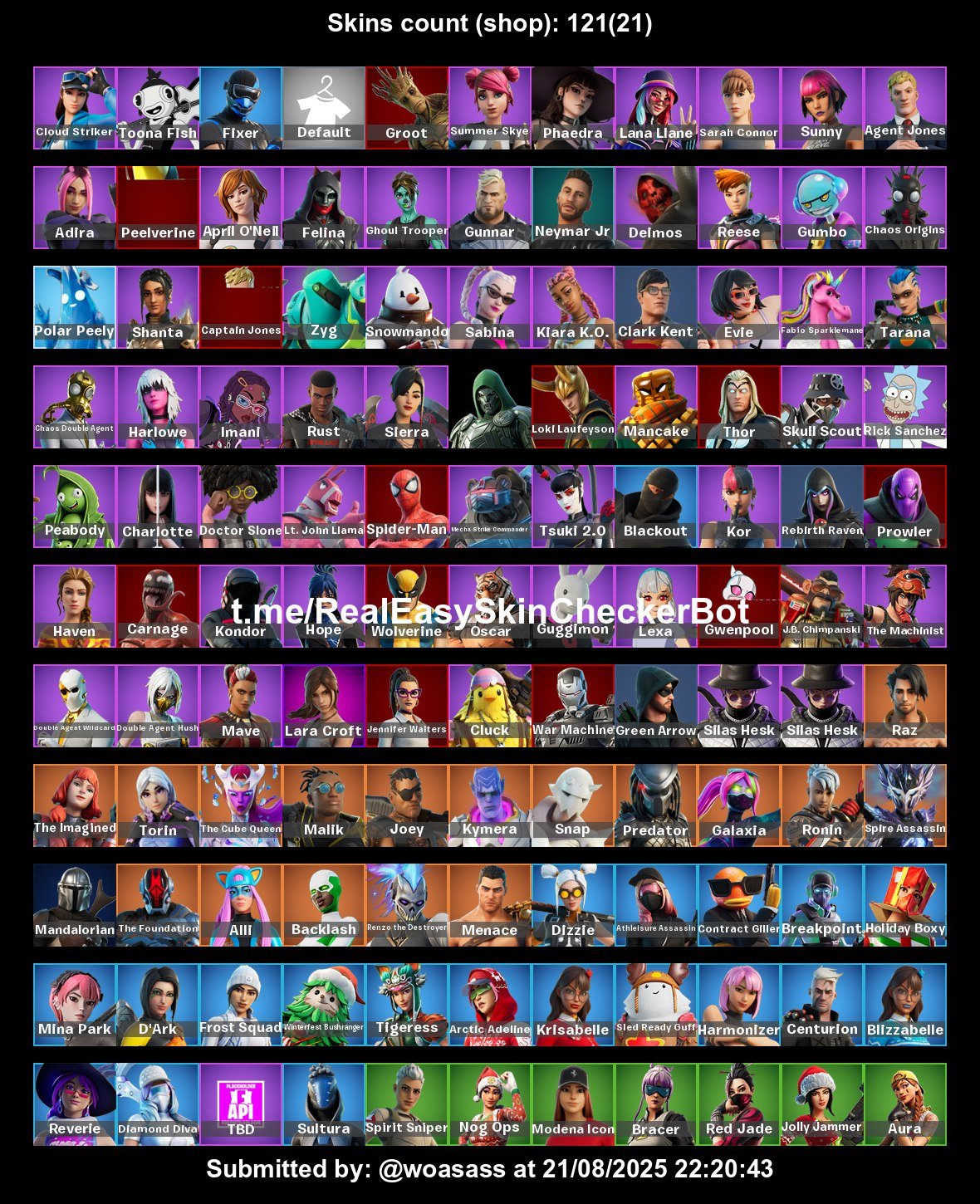 🎨 121 skins | 🌟 Fortnite account