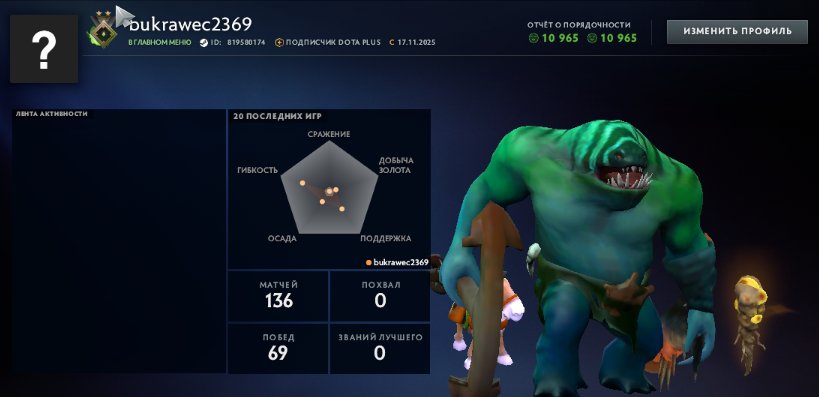 🏅 MMR 1 | 🕒 200 годин | 🛡 10965