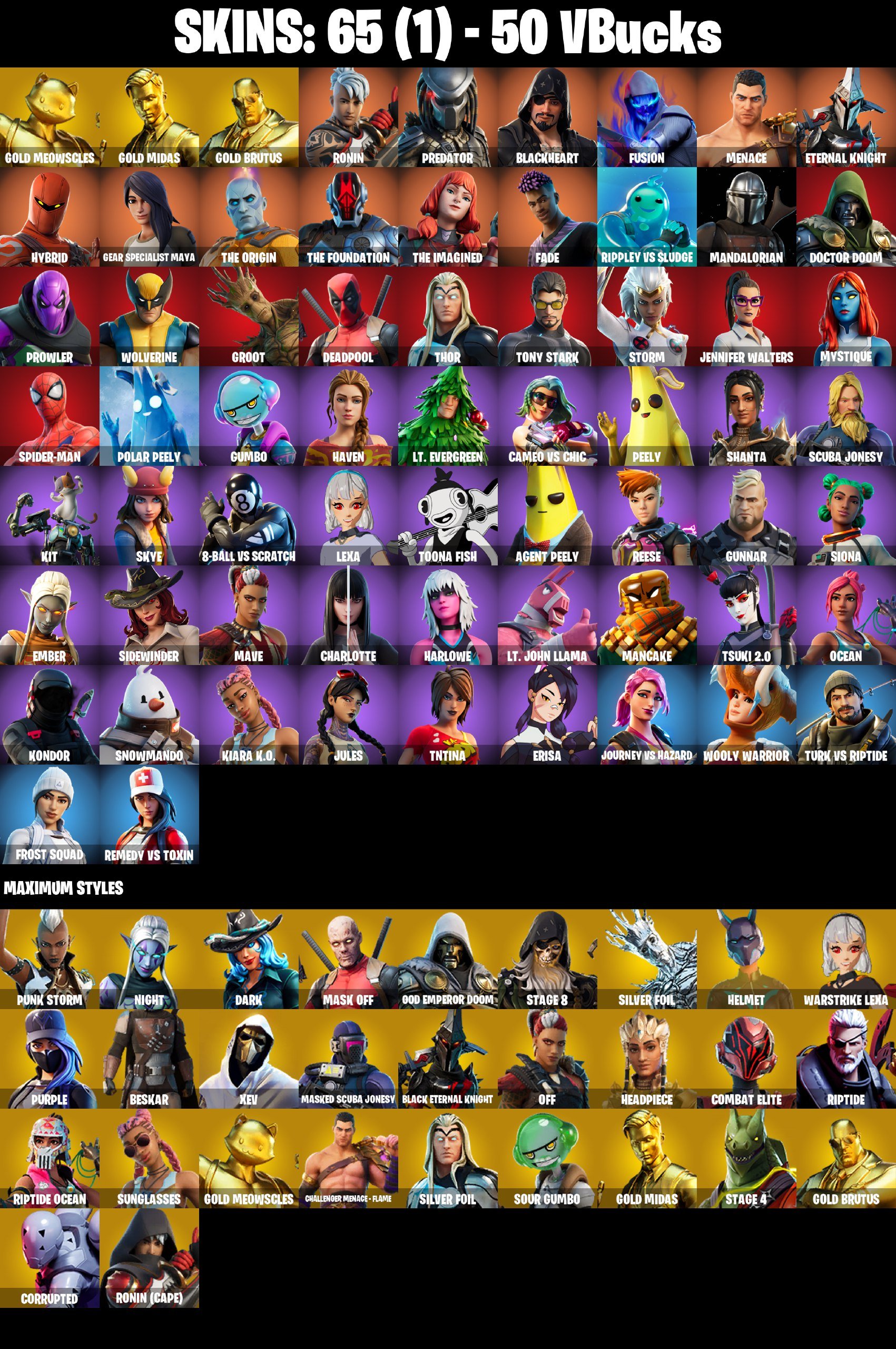 🎨 65 skins | 🌟 Fortnite account