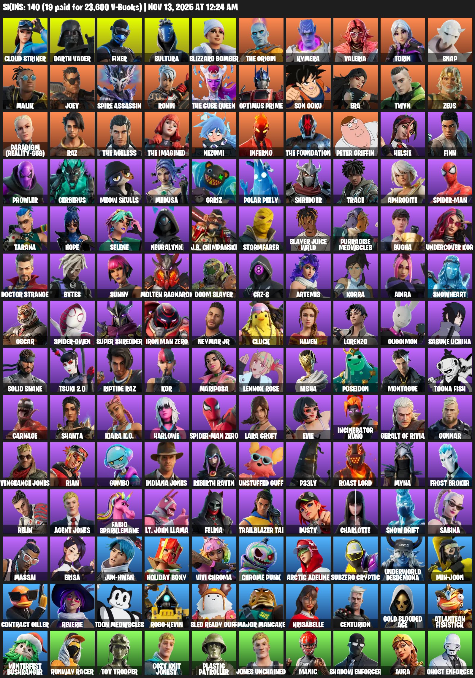 🎨 140 скінів | 🌟 Fortnite акаунт