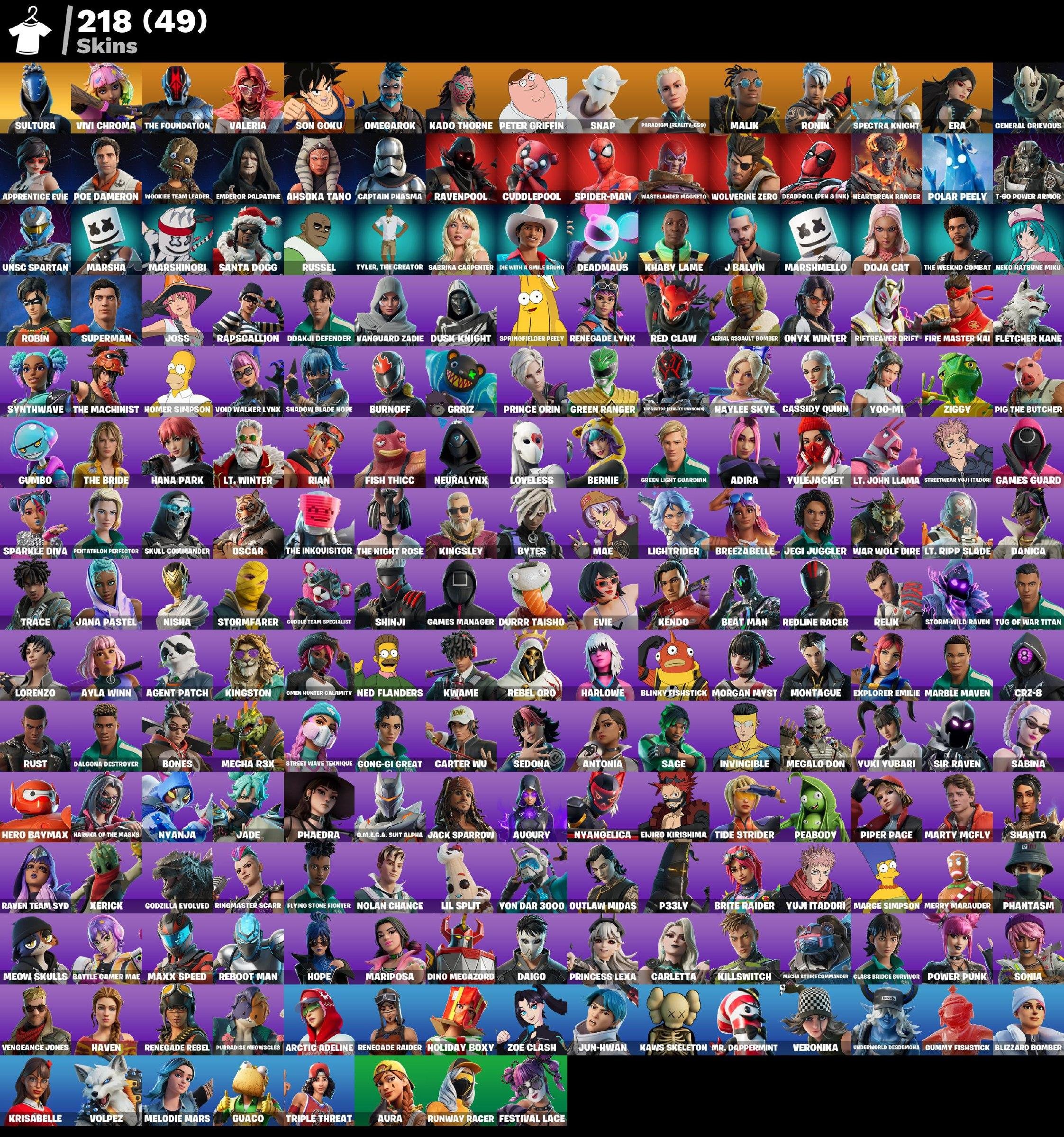 🎨 218 skins | 🌟 Fortnite account