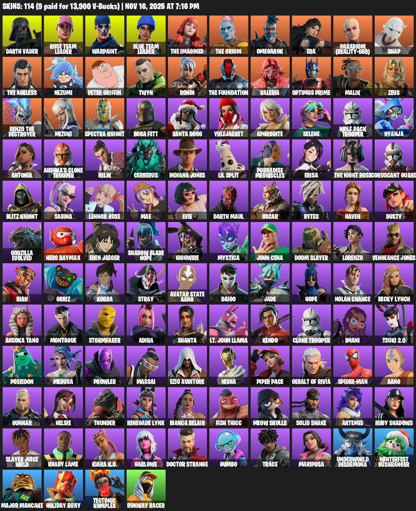 🎨 114 скінів | 🌟 Fortnite акаунт