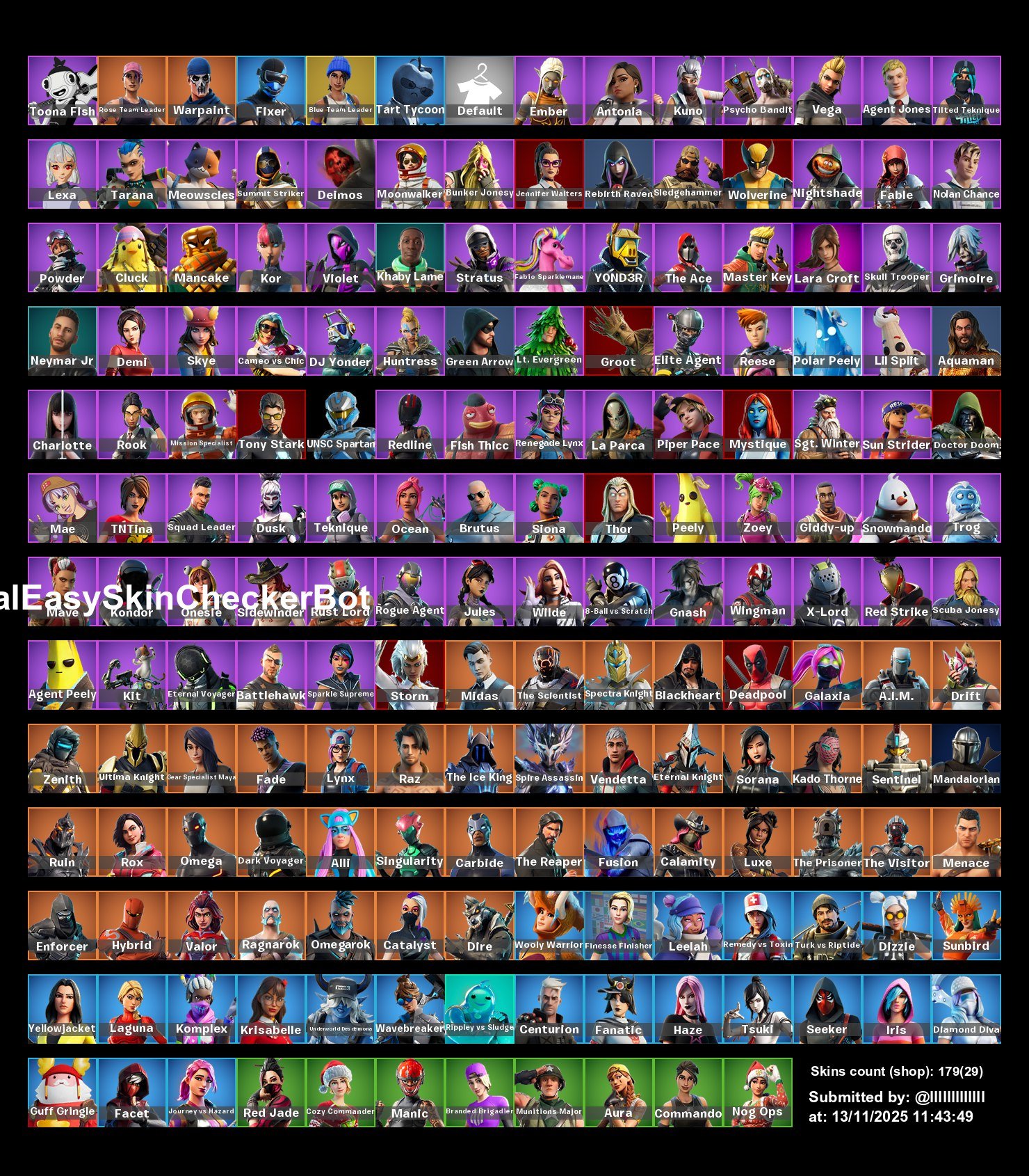 🎨 179 skins | 🌟 Fortnite account