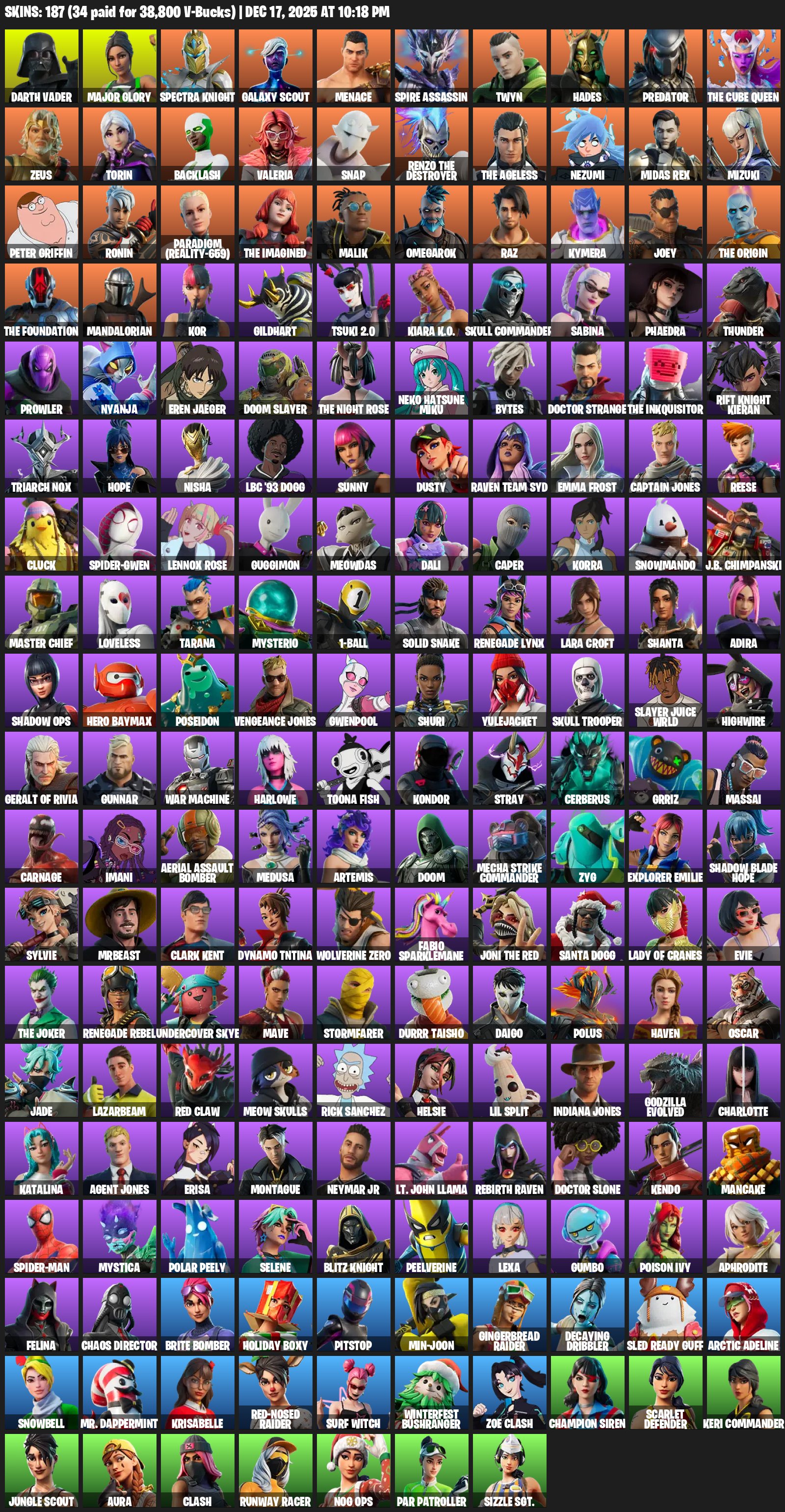 🎨 187 skins | 🌟 Fortnite account