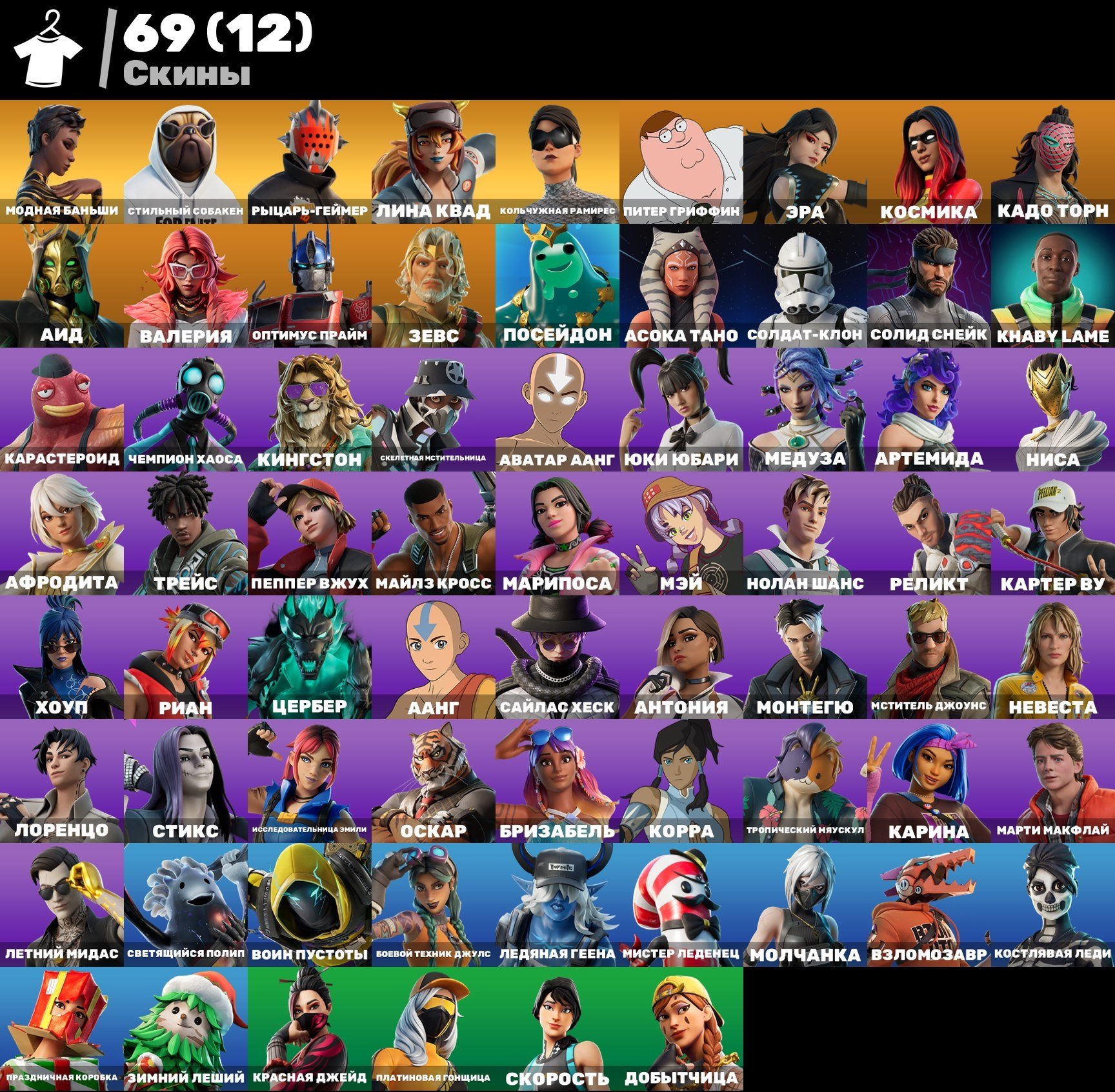 🎨 69 skins | 🌟 Fortnite account