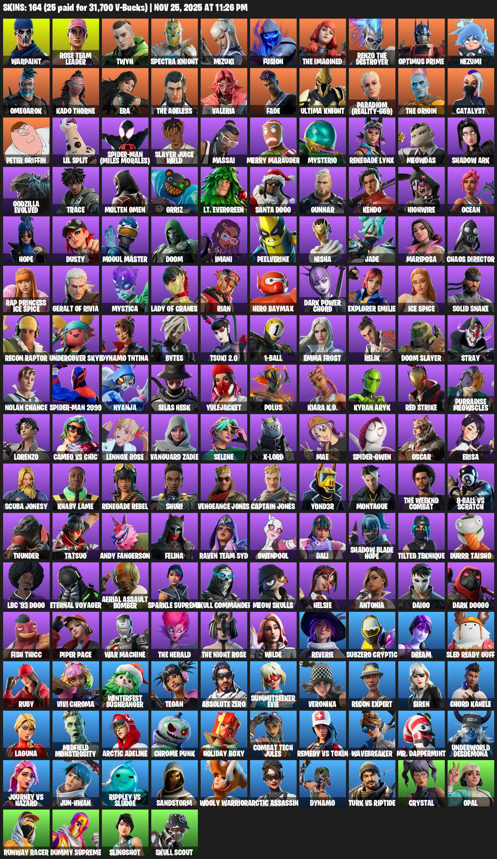 🎨 164 скінів | 🌟 Fortnite акаунт