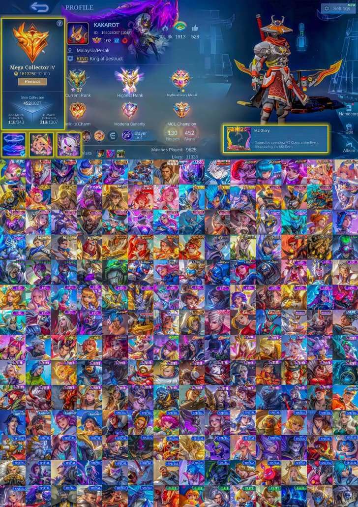 🎮 Mobile Legends account | Mythical Immortal | 130 heroes | 452 skins