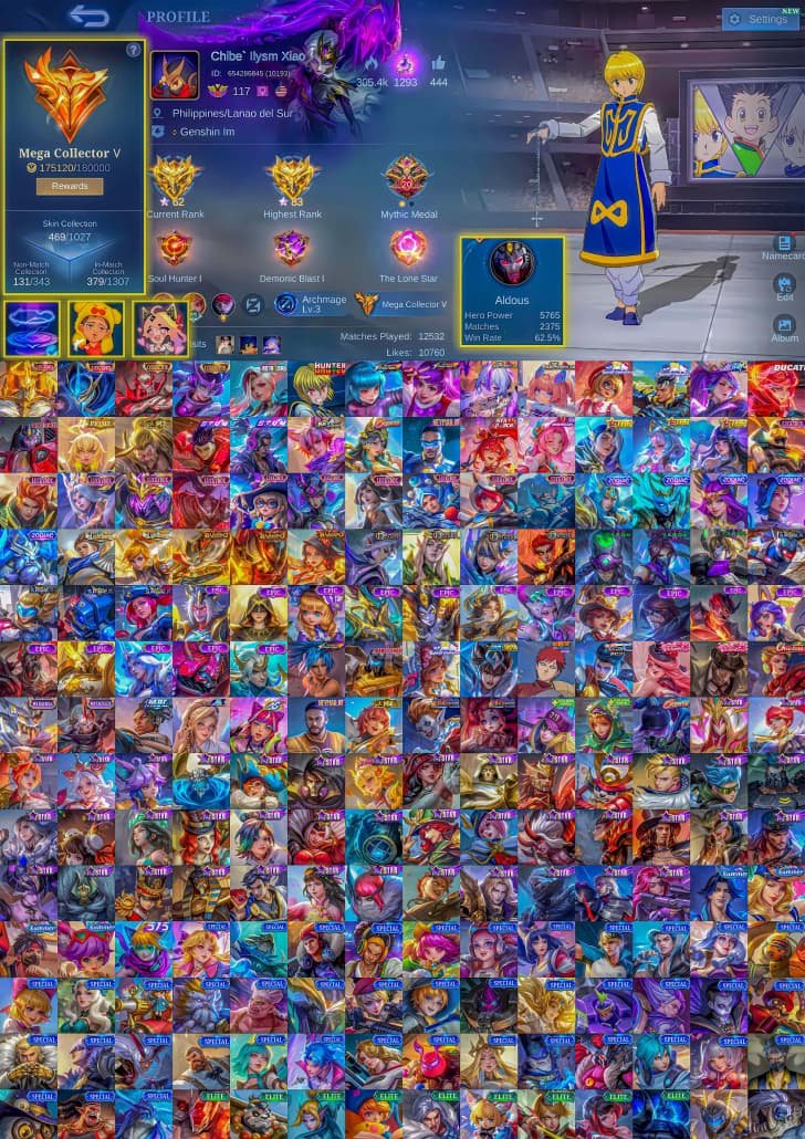 🎮 Mobile Legends account | Mythic | 130 heroes | 469 skins