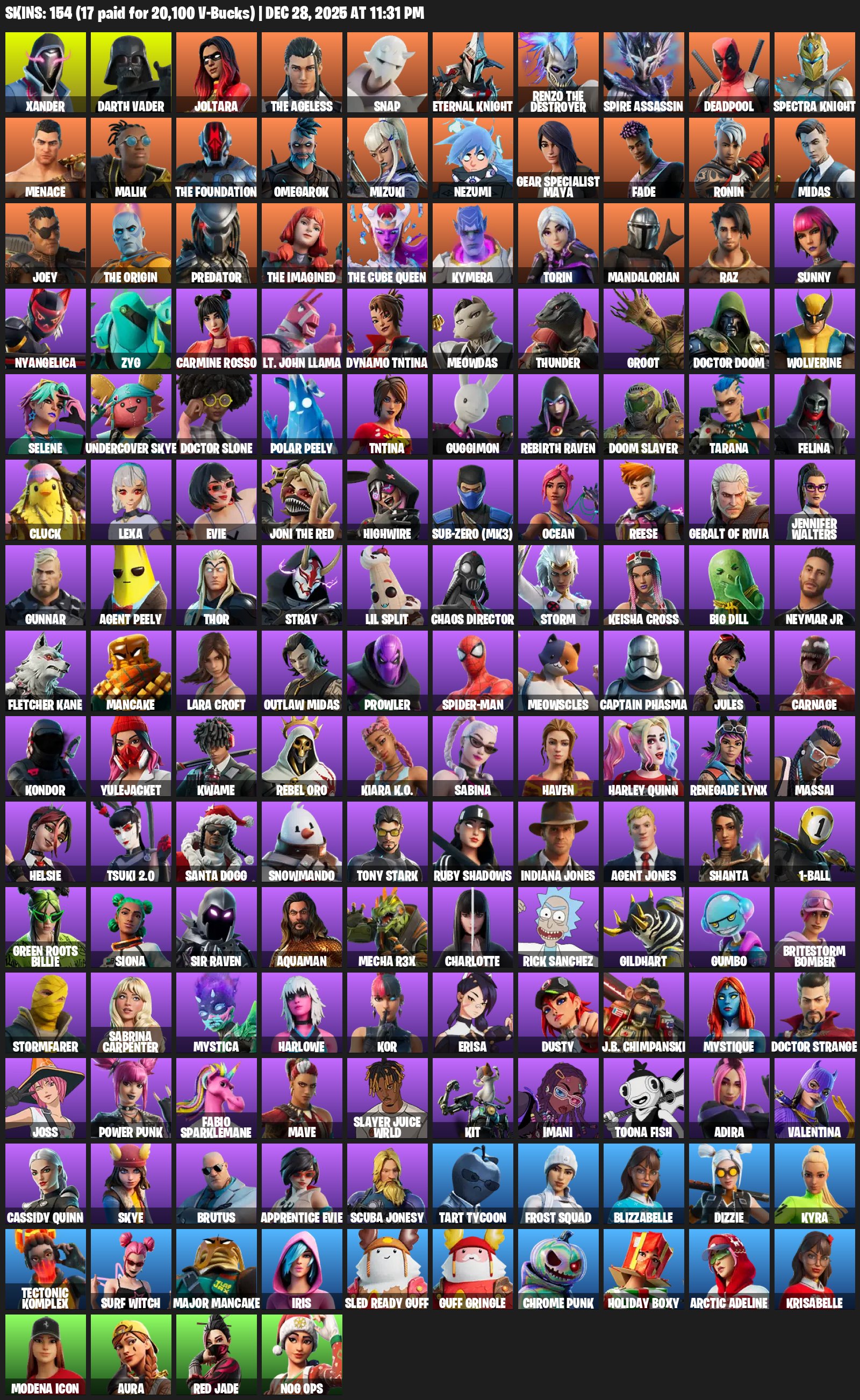 🎨 154 skins | 🌟 Fortnite account