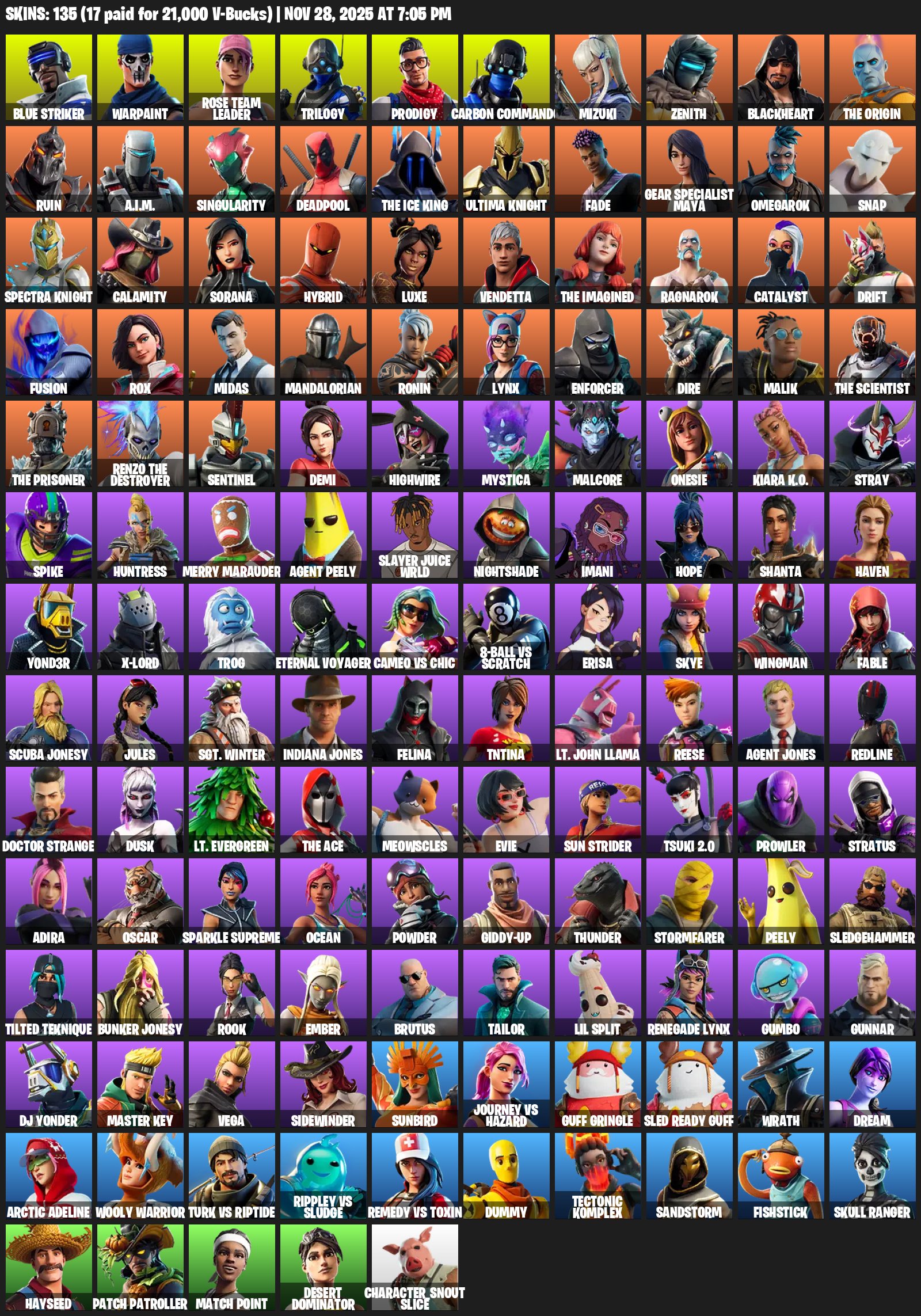 🎨 135 skins | 🌟 Fortnite account