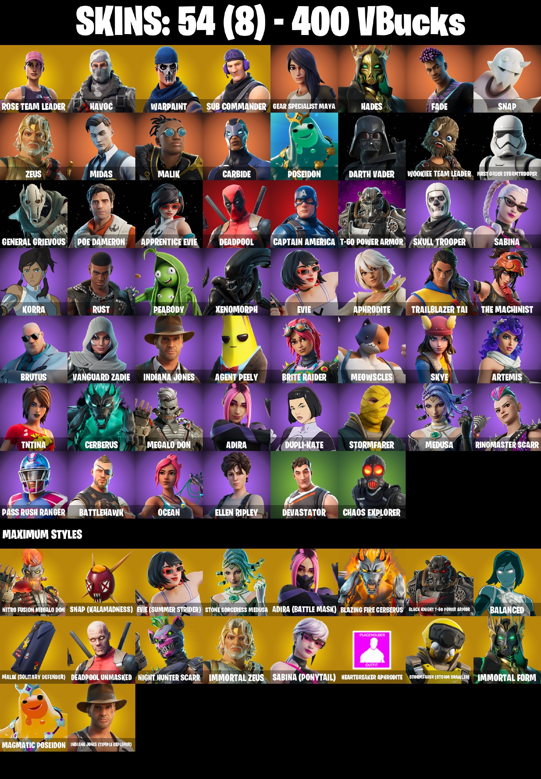 🎨 54 skins | 🌟 Fortnite account