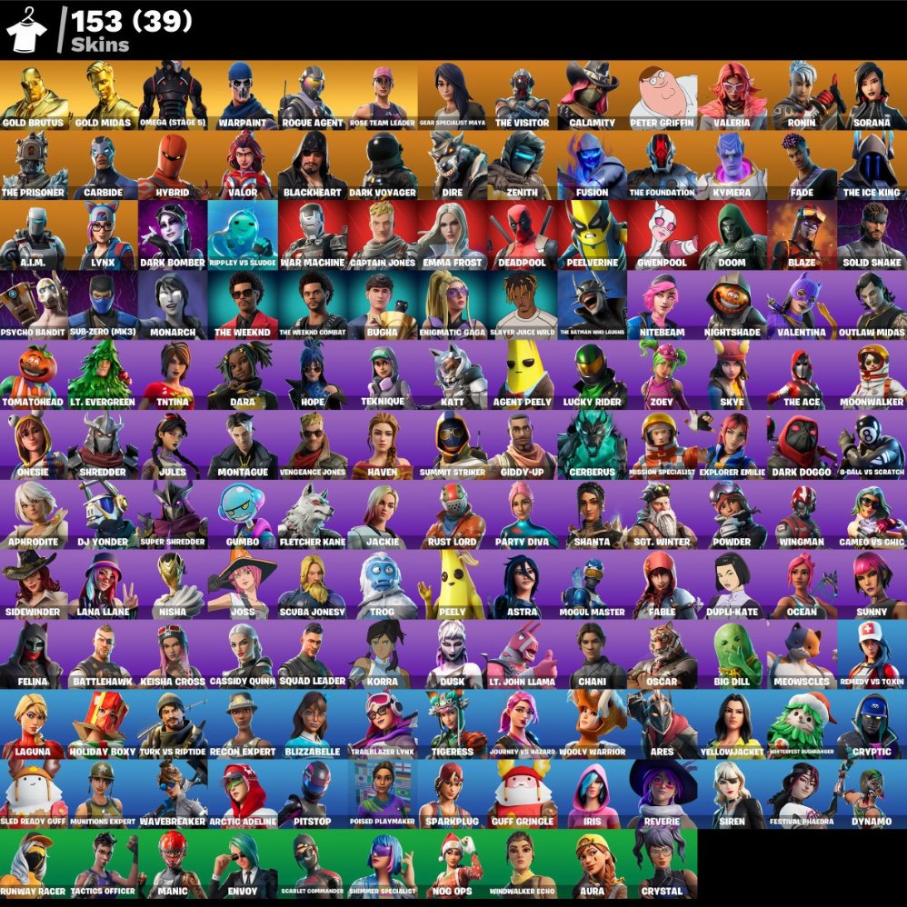 🎨 153 skins | 🌟 Fortnite account