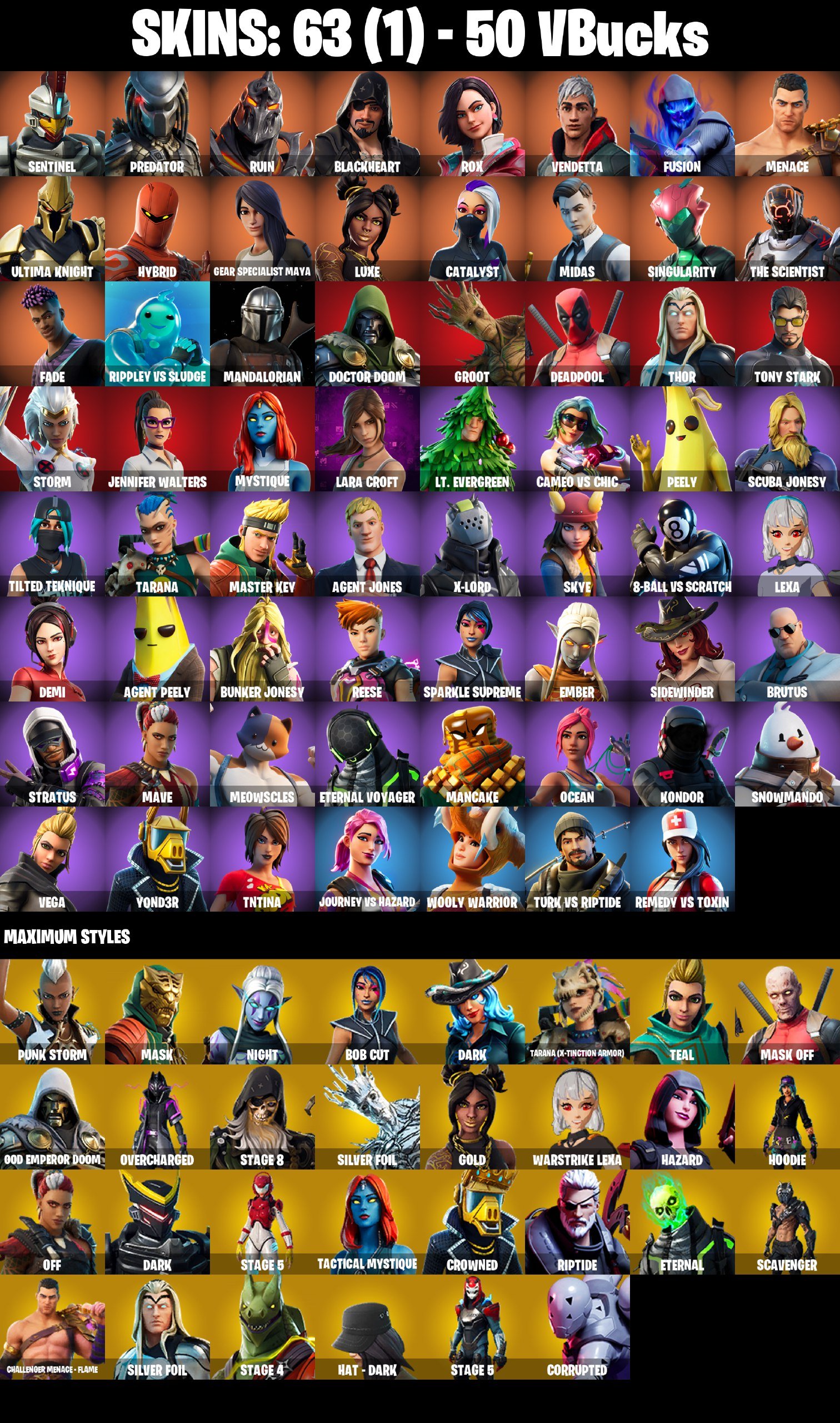 🎨 63 skins | 🌟 Fortnite account