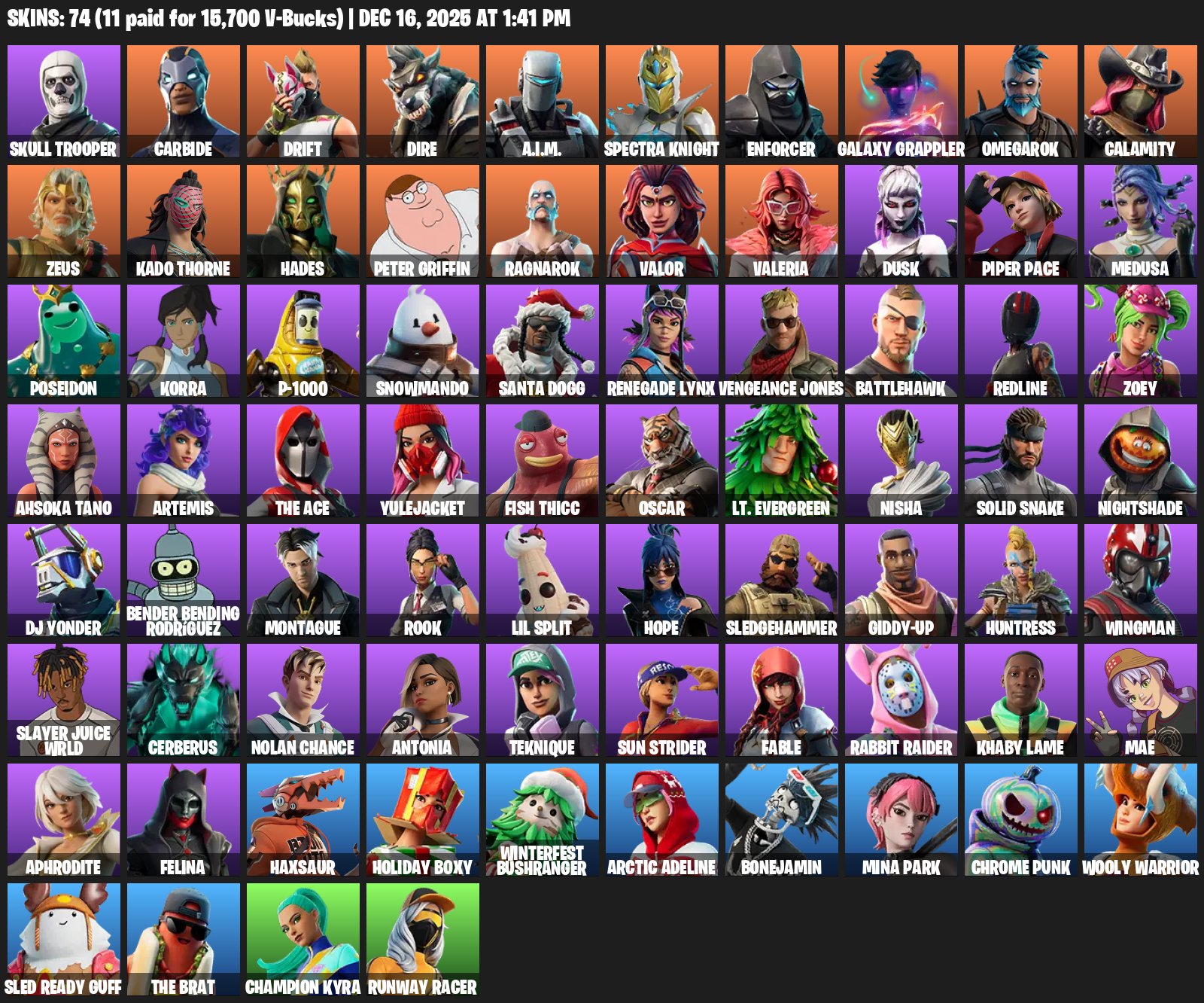 🎨 74 скінів | 🌟 Fortnite акаунт