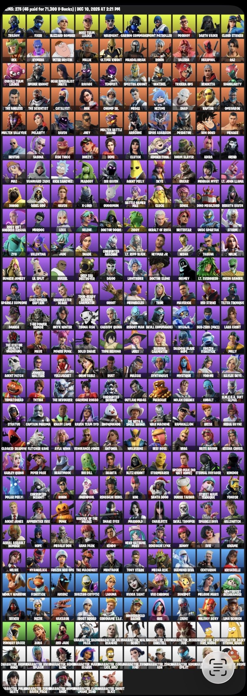 🎨 275 skins | 🌟 Fortnite account