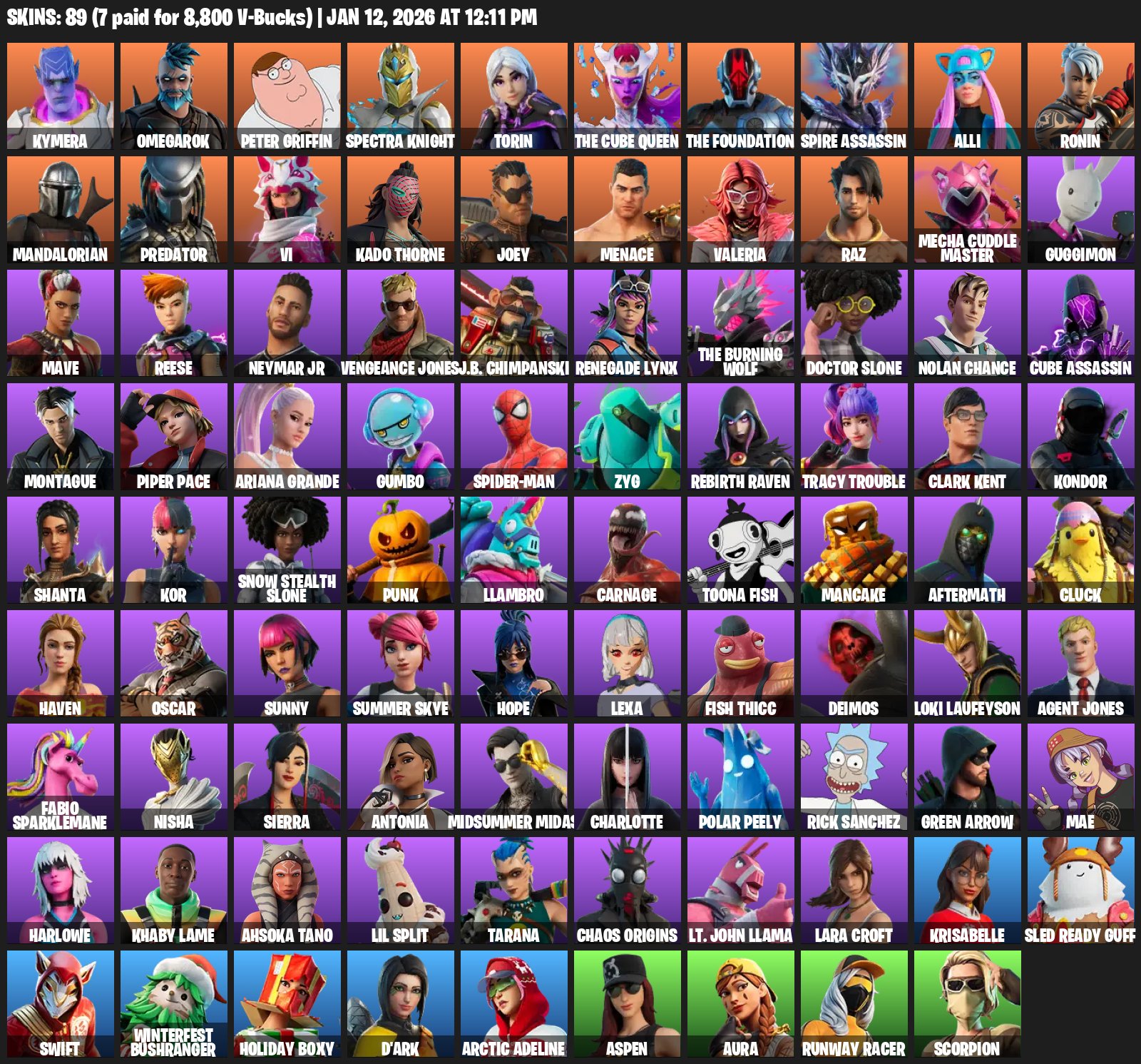 🎨 89 скінів | 🌟 Fortnite акаунт