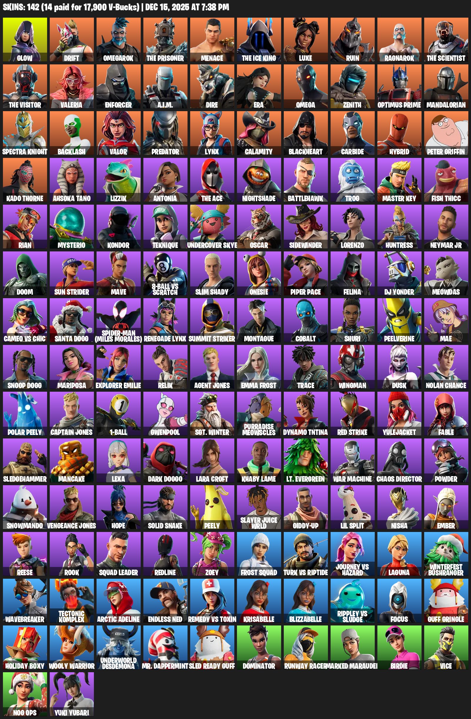 🎨 142 skins | 🌟 Fortnite account