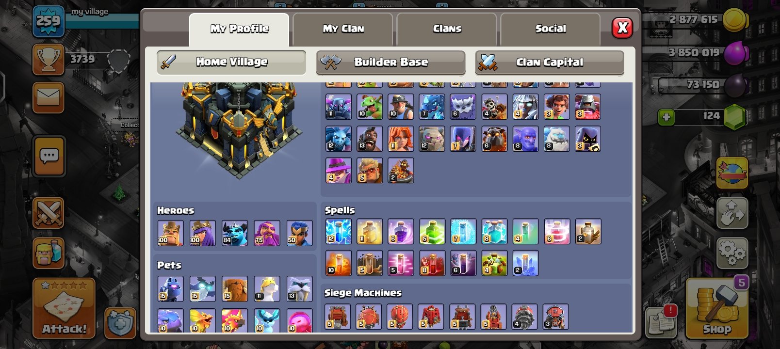 🏰 Clash of Clans акаунт | 17 ратуша | Рівень 260