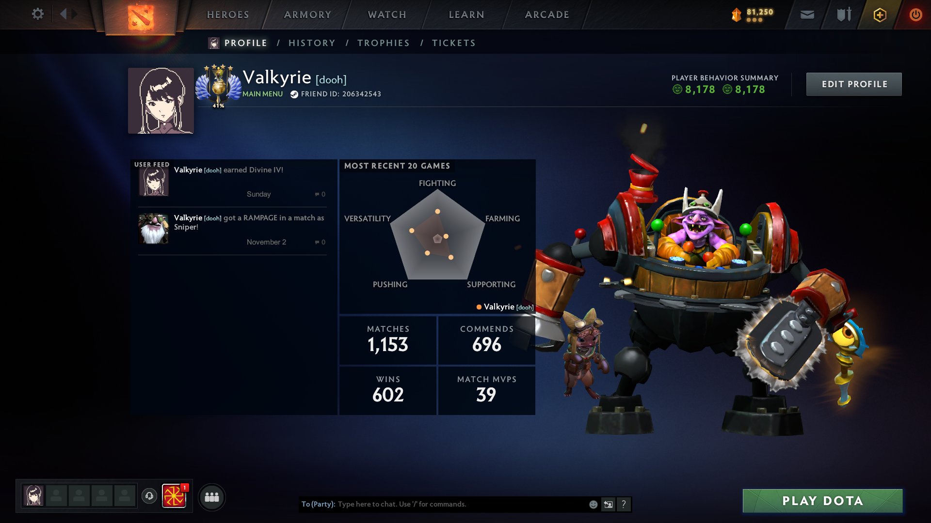 🏅 MMR 5287 | 🕒 1149 hours | 🛡 8178