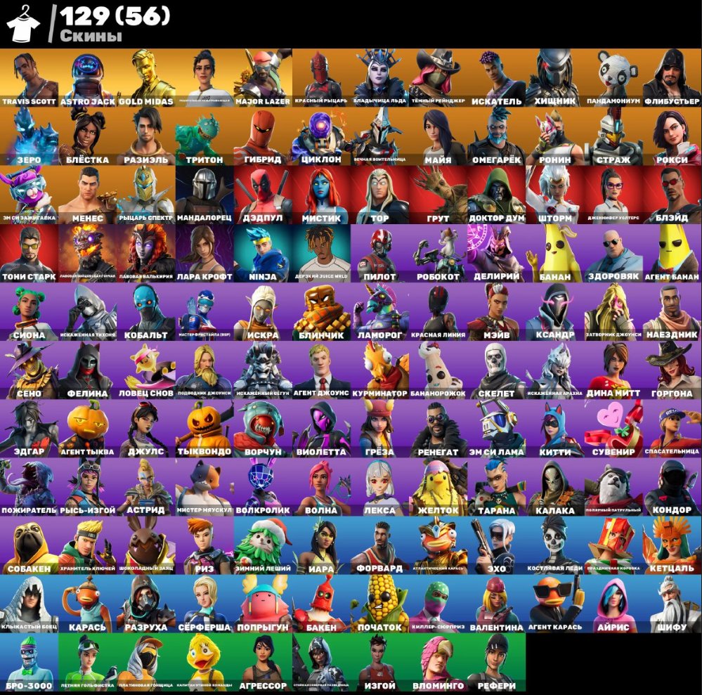 🎨 129 скінів | 🌟 Fortnite акаунт