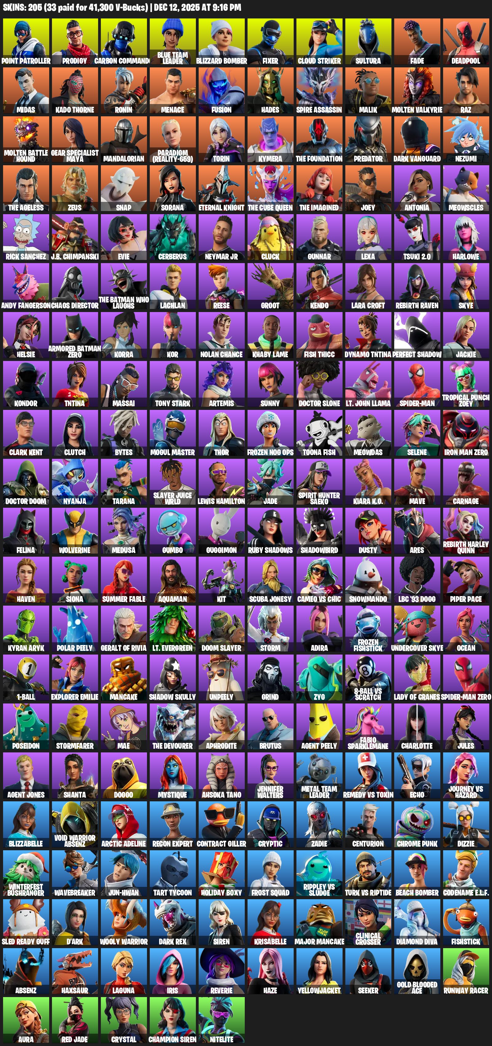 🎨 205 skins | 🌟 Fortnite account