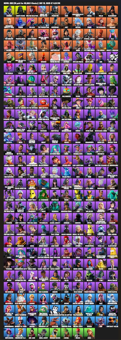 🎨 288 скинов | 🌟 Fortnite аккаунт