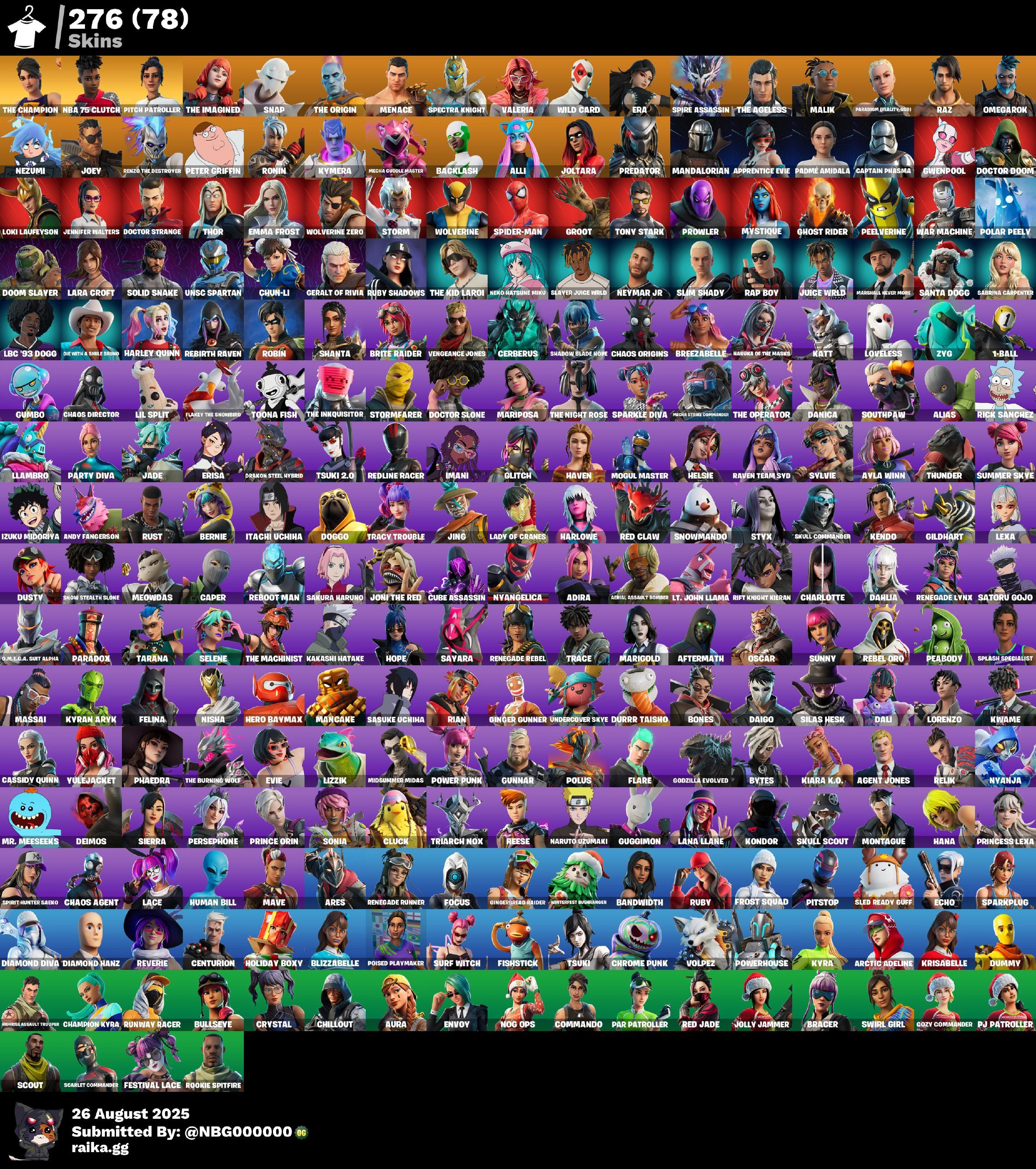 🎨 276 skins | 🌟 Fortnite account