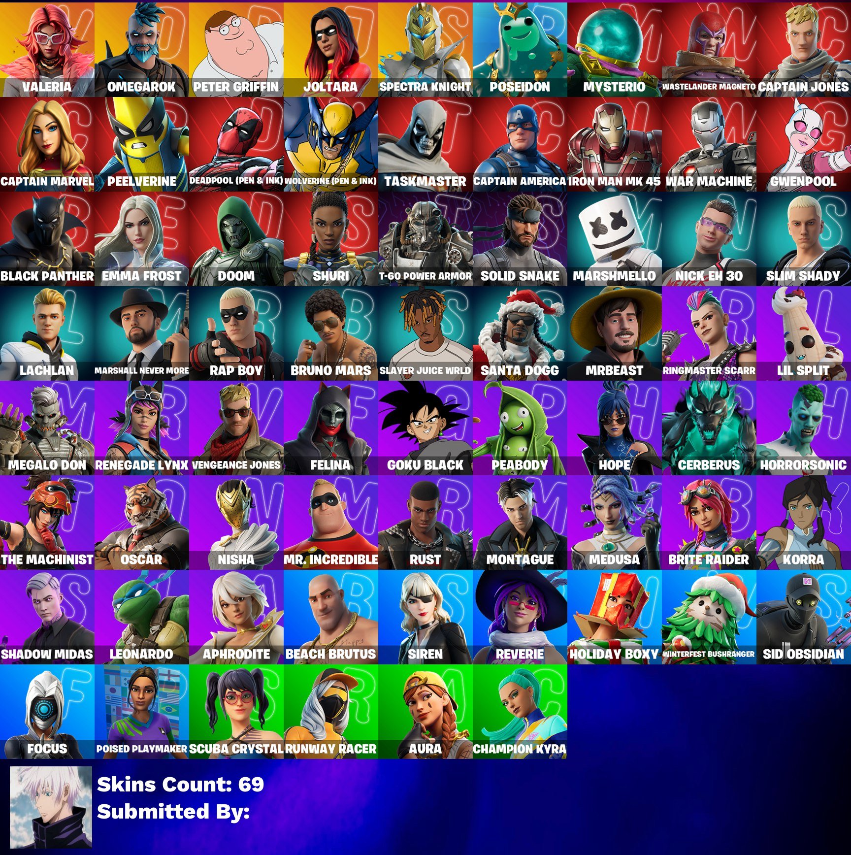 🎨 69 skins | 🌟 Fortnite account